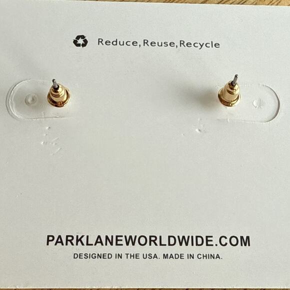 Park Lane "HAILEE" Pierced Earrings‎ GOLD w/ Blue Druzy Stones Studs New - Picture 3 of 9